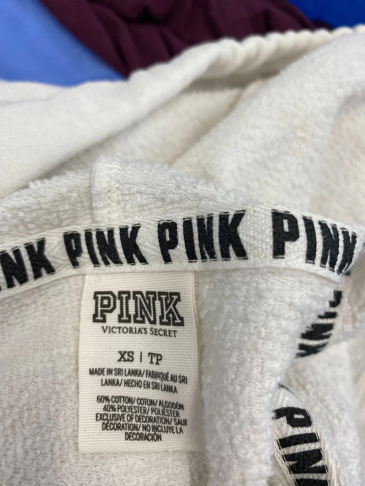 UNDERCOVER Felpa con cappuccio ROSA Victoria's Secret 1 2 zip donna taglia XS bianca maglione manica lunga