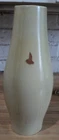 Red Wing #687 Tan early seamed 15" Tall Stoneware Vase w/ Foil Sticker
