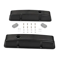 Black Finned Aluminum Tall Valve Cover For 1958-86 SBC Small Block Chevy 327 350