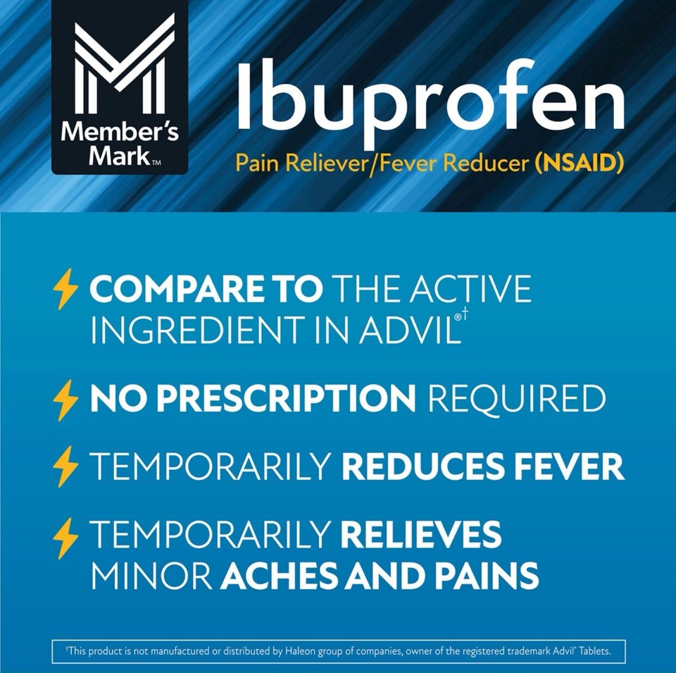 Member’s Mark Ibuprofen 200 MG,TOTAL 1200 COATED Tablets Pain Reliever ...