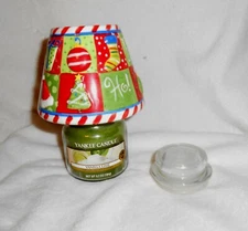 2 pc. Yankee Jar Candle & Christmas Shade Topper & Candle Scent = Vanilla Lime 