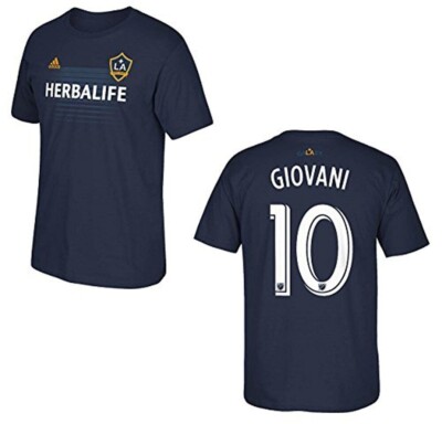 Adidas Men's LA Galaxy Giovani Dos Santos Crew Neck S/S T-Shirt, Navy, XL