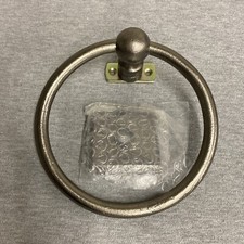 Signature Hardware Solid Bronze Towel Ring Square Base Distressed Antique Pewter
