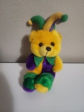 Mardi Gras Jester Teddy Bear Plush New Orleans Vintage Stuffed Animal Nanco