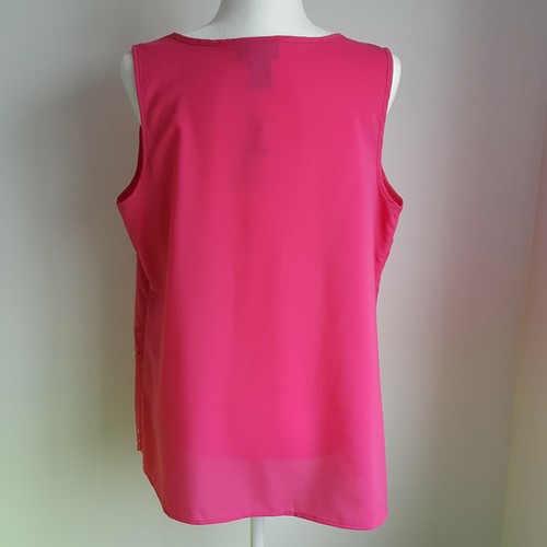 NEW Lane Bryant Size 14 Sleeveless Top Hot Pink Tiered Scalloped Blouse - Picture 3 of 12