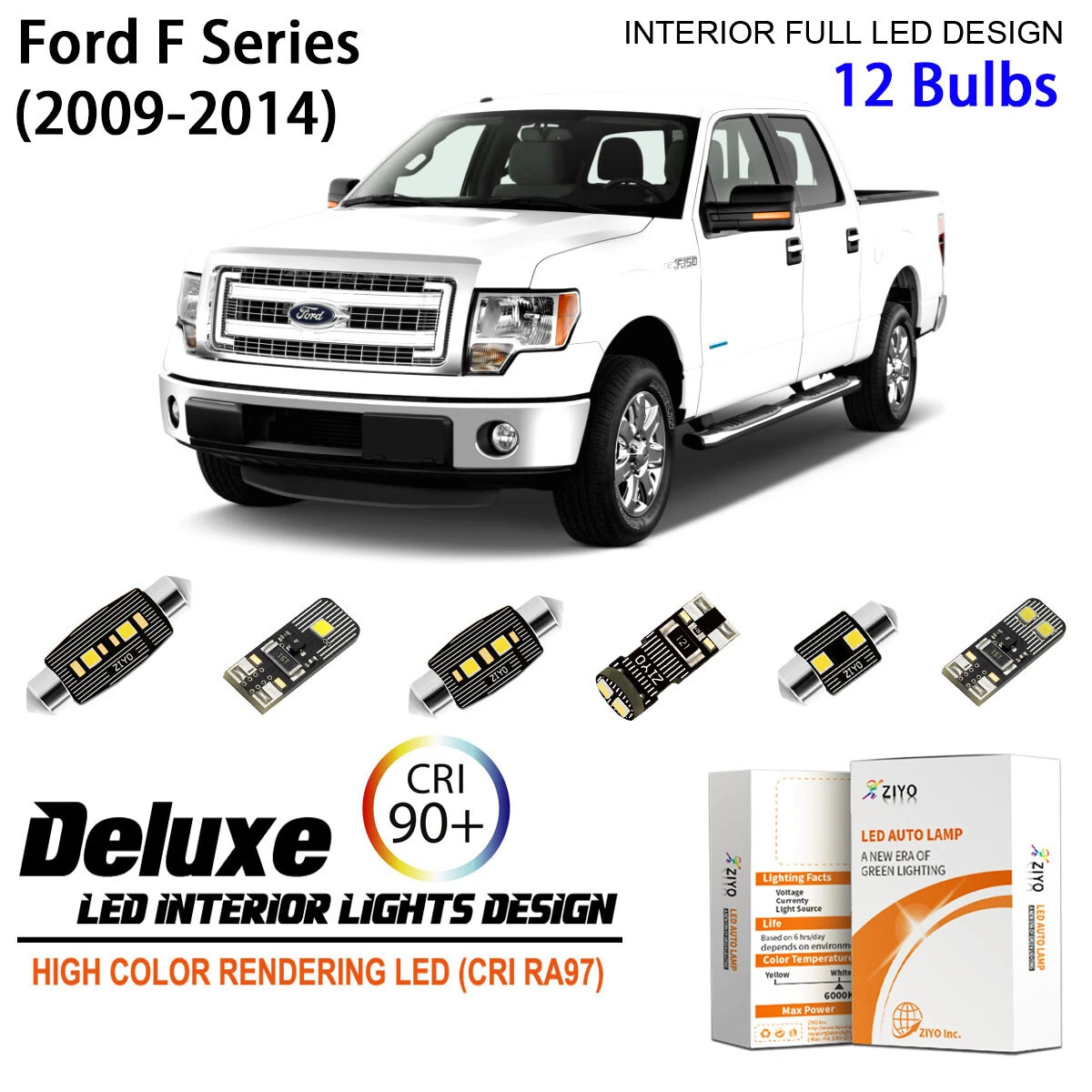 LED Interior Light Kit for Ford F-150 250 350 450 4door 2009-2014 Light Bulbs