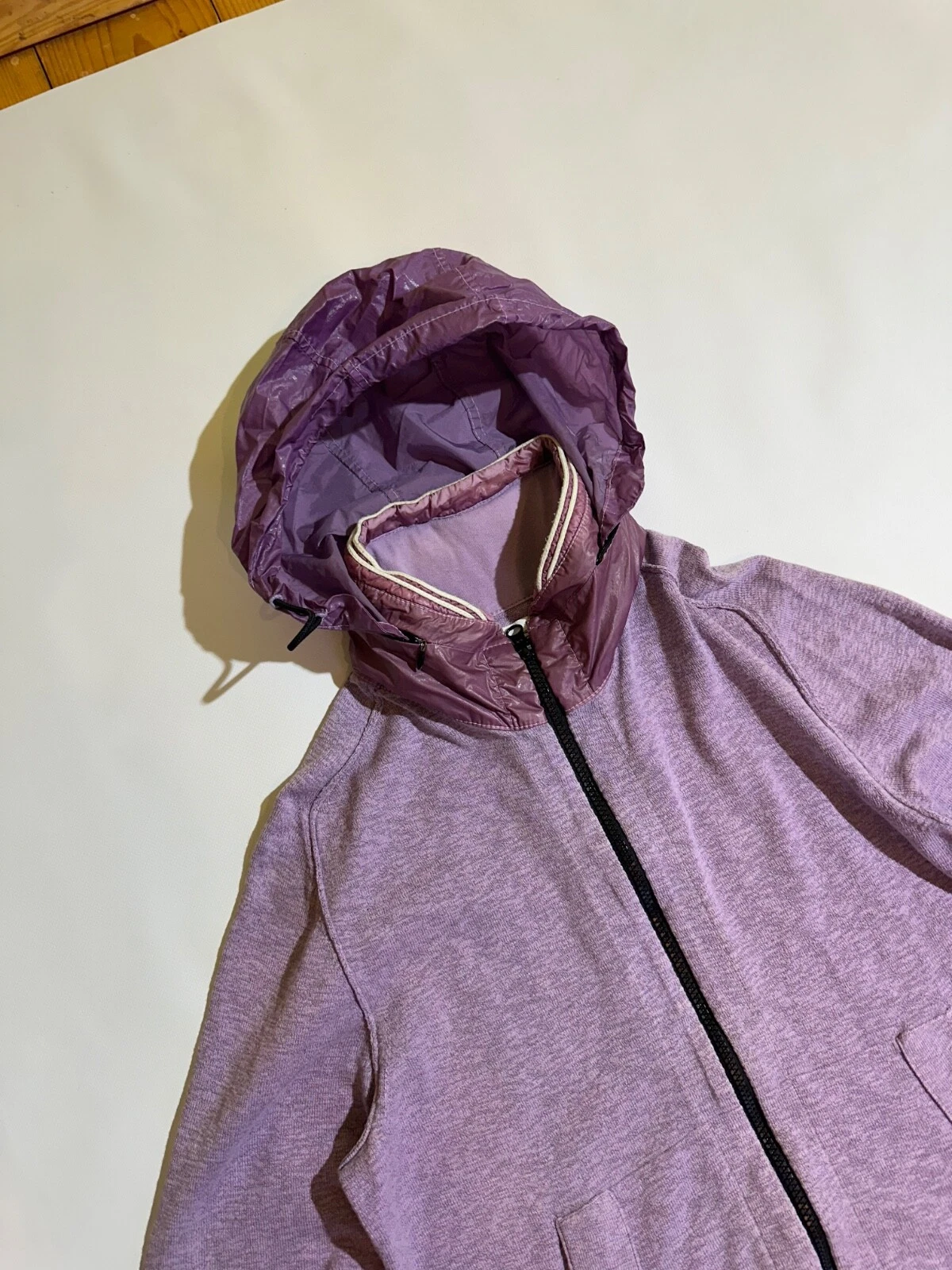 Stone Island Felpa con Cappuccio Nylon Lana Full Zip Taglia M