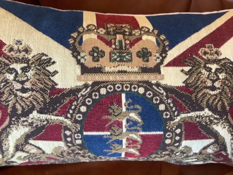 GREAT DISCONTINUED JOHN LEWIS UNION JACK CUSHION COVERS WITH LION COAT