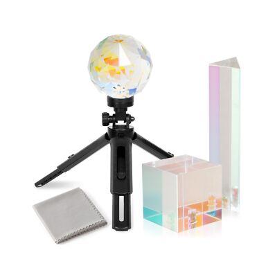 Meking 3Pcs Photography Crystal Prism with Mini Tripod, Camera Lens Optical C...