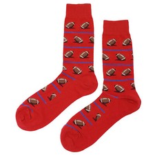 NWT Fun Football Dress Socks Novelty Men 8-12 Red Crazy Fun Sockfly