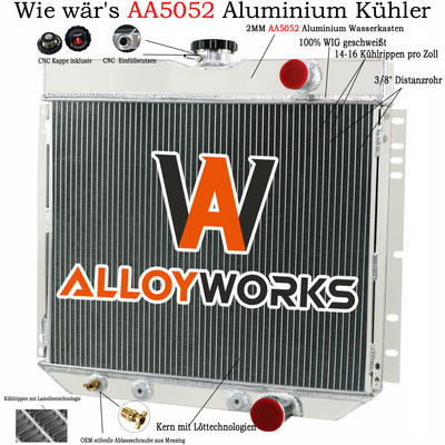 3 Reihe Alu Wasserkühler Für Mustang Cougar Falcon 66-70 Fairlane 63-69 63