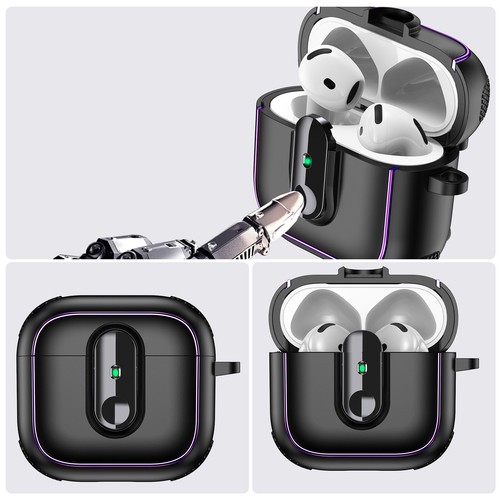 Für Airpods 4/3/2/1 Airpods Pro 2/1 Stoßfest Magnetverschluss Hülle mit Karabiner - Bild 1 von 28