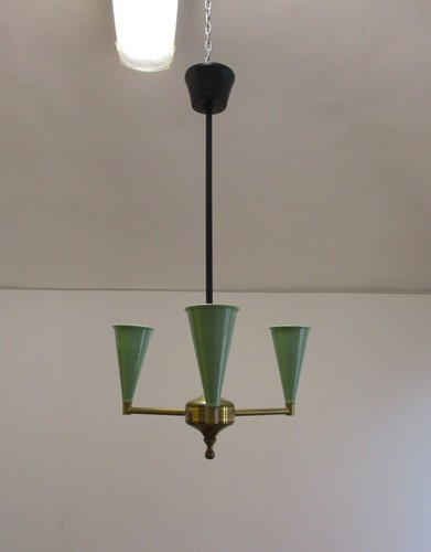 ✅ LAMPADARIO 3 LUCI ITALIAN DESIGN ANNI 50 CHANDELIER VUNTAGE ITALIANO - 3543 - Imagen 3 de 9