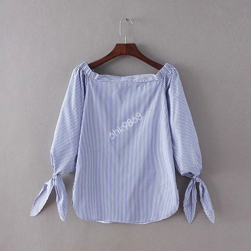 Women Ladies Celeb Frill Off Shoulder Plain Top Shirt 3/4 Sleeve Bowknot - Picture 14 of 20