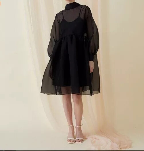 black boho formal dress Little Wedding Evening Prom Evening Cocktail Party Wear Dress 90s Flower Dress Black fabric:crinkle Color:Sea wave feminine look Short sleeves