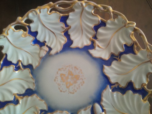 RARE Antique Pair KPM Blue, Gold & White Large Porcelain Plates Circa 1840-1859 - Picture 13 of 18