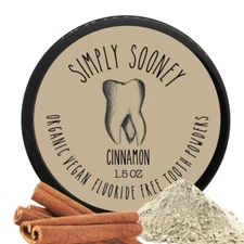 1.5oz CINNAMON Vegan Organic Fluoride Free Remineralizing Tooth Powder