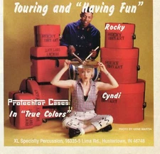 1995 Print Ad of XL Specialty Protechtor Drum Cases w Rocky Bryant Cyndi Lauper