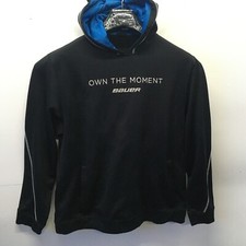 Bauer Hoodie Mens XL BLUE Logo Spellout Own The Moment Hockey rare Pullover EUC