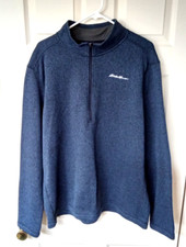 Eddie Bauer 1/4 Zip Mens Size XL Blue Pullover Sweater Shirt