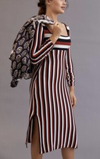 $148 Anthropologie Maeve Striped Sweater Midi Dress size S new nwt