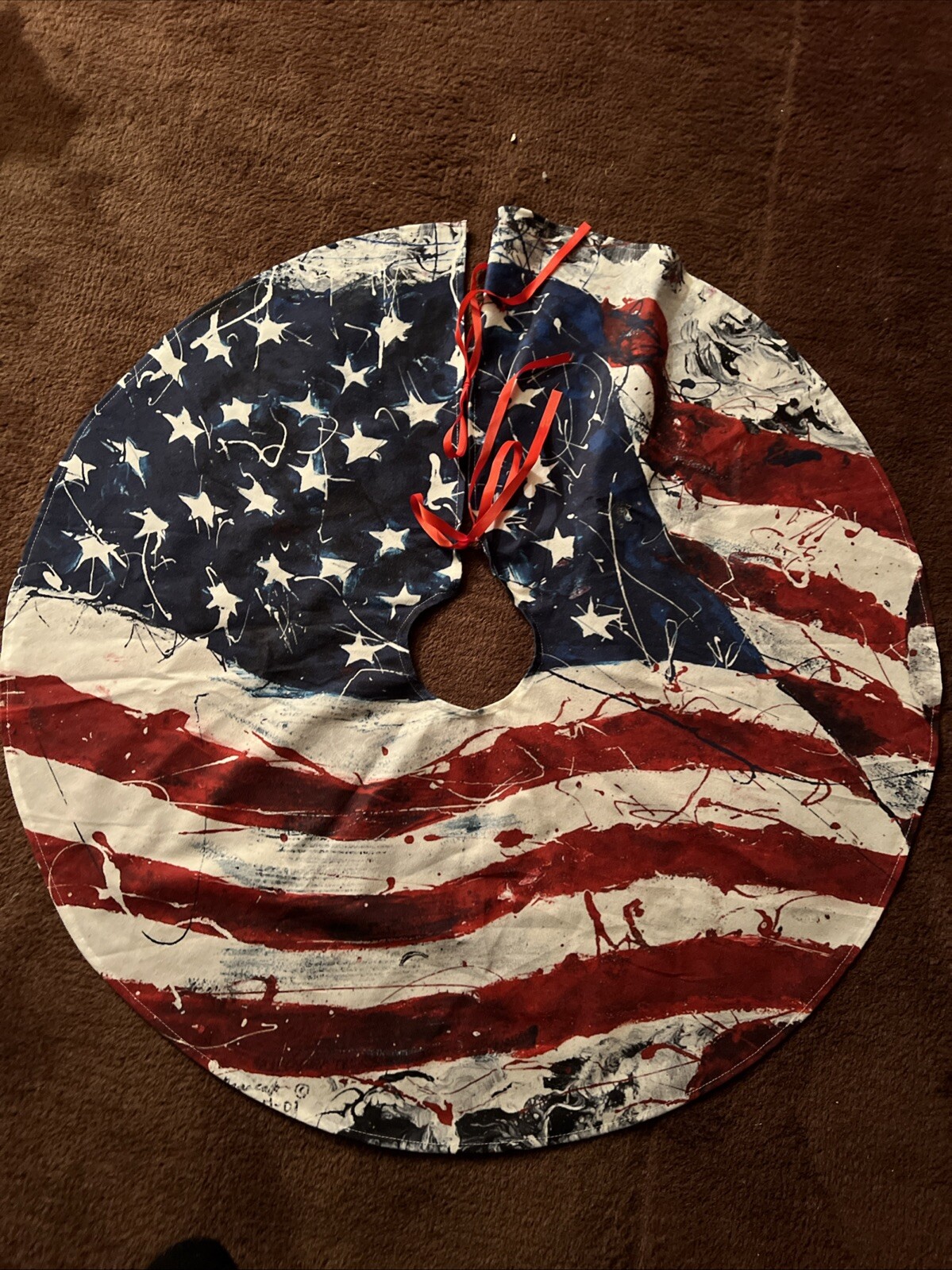 Christmas Tree Skirt US Flag Tree Skirt Christmas Tree Holiday Patriotic Veteran