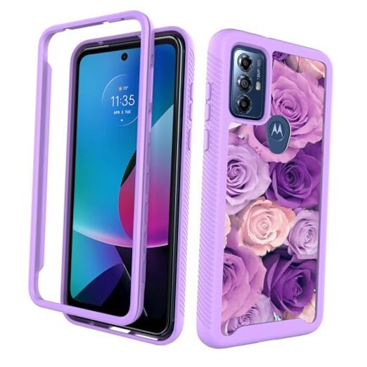 Phone Case for Motorola Moto G Moto Play 2023/G Pure/G Power 2022 Purple Rose