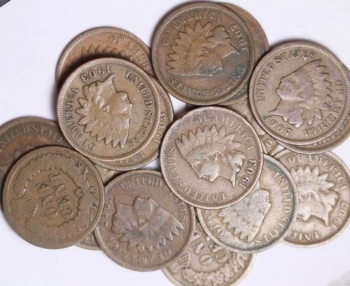 LOT OF 50 Coins Mixed Indian Head Cent Pennies GOOD/VG  1900'S FREE S/H