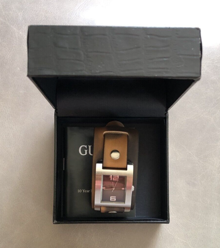 Guess G66550G Tank Style SS Genuine Leather Cuff Quartz Watch NEW - Picture 9 of 14