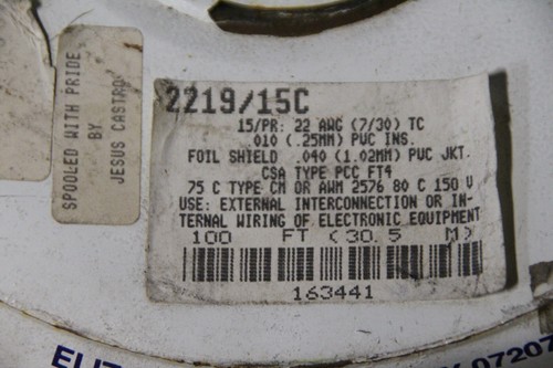Alpha Wire 2219/15C SL005 100ft Cable 22 awg 15 pair Pvc - Picture 2 of 6