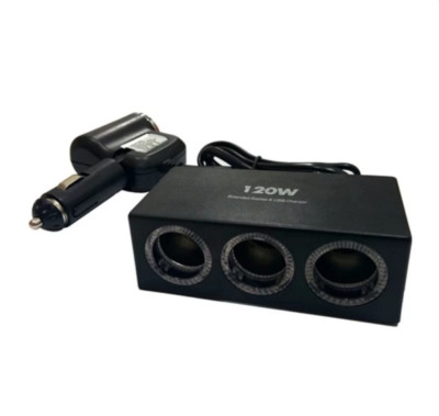 Adattatore triplo per accendisigari da auto a 3 prese, splitter USB Adattatore triplo per accendisigari da auto a 3 prese, splitter USB