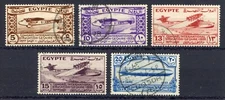 Egypt 1933 International Aviation Congress, Cairo Scott# 172-176 Used XF RARE 💥