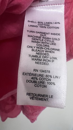Vineyard Vines NWT Women Paradise Pink Flutter Sleeve Linen Blend Dress Size 12 - Picture 15 of 16