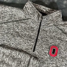 J America Ohio State University OSU Long Sleeve Quarter Zip Pullover Mens L Gray