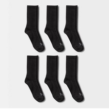 All In Motion Mens Black Crew Socks - 6 Pack Nwt