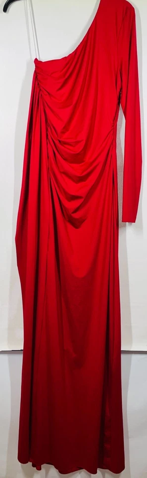 Vestido Venus Formal Un Brazo Talla 12 Mujer Rojo Vestido Manga Larga Elastizado Maxi Foto 2 de 4