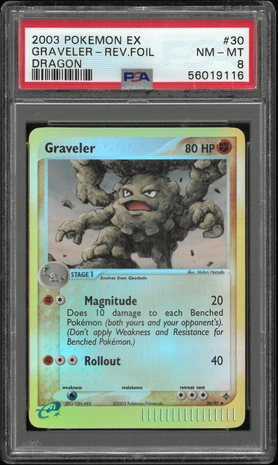 2003 Pokemon EX Dragon Graveler-Reverse Foil 30/97 PSA 8