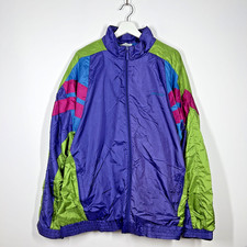 Vintage Adidas Shell Jacket 90s Colour Block Windbreaker Purple Green Pink XL