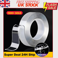 Heavy Duty Double-Sided Nano Tape Reusable Strong Stick Mounting Gel Clear NEW