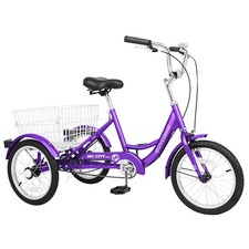 MOPHOTO Small Tricycle 16Inch Low Step-Through 3 Wheel Bike for Beginner Riders