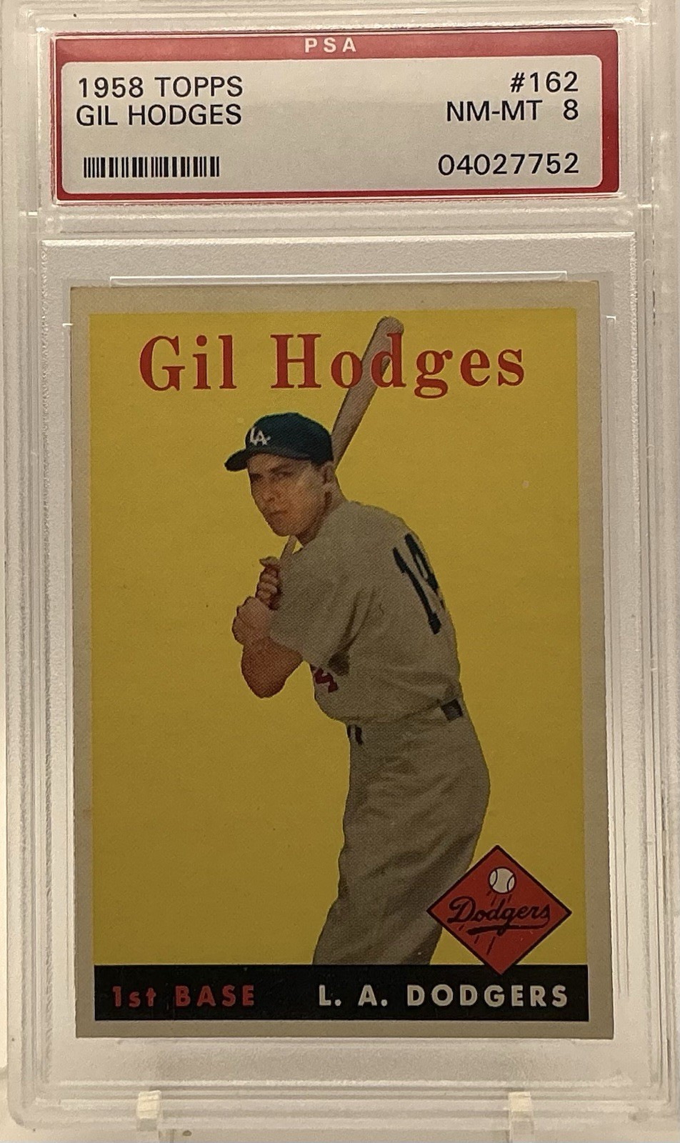 1958 Topps - Gil Hodges #162 PSA 8 NM/MT