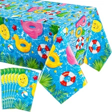 6 Pcs Pool Party Tablecloth Plastic Summer Beach Table Cover 54 x 108 Inch Di...