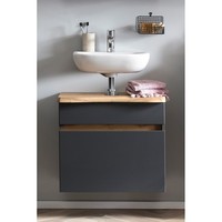 Bad Badezimmer Waschbeckenunterschrank Unterschrank Grau 61Cm Waschbeckenschrank