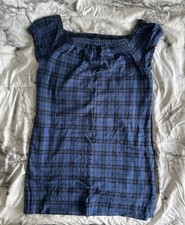 Madewell Womens Blue Black Plaid Check Off Shoulder Dress Size 4