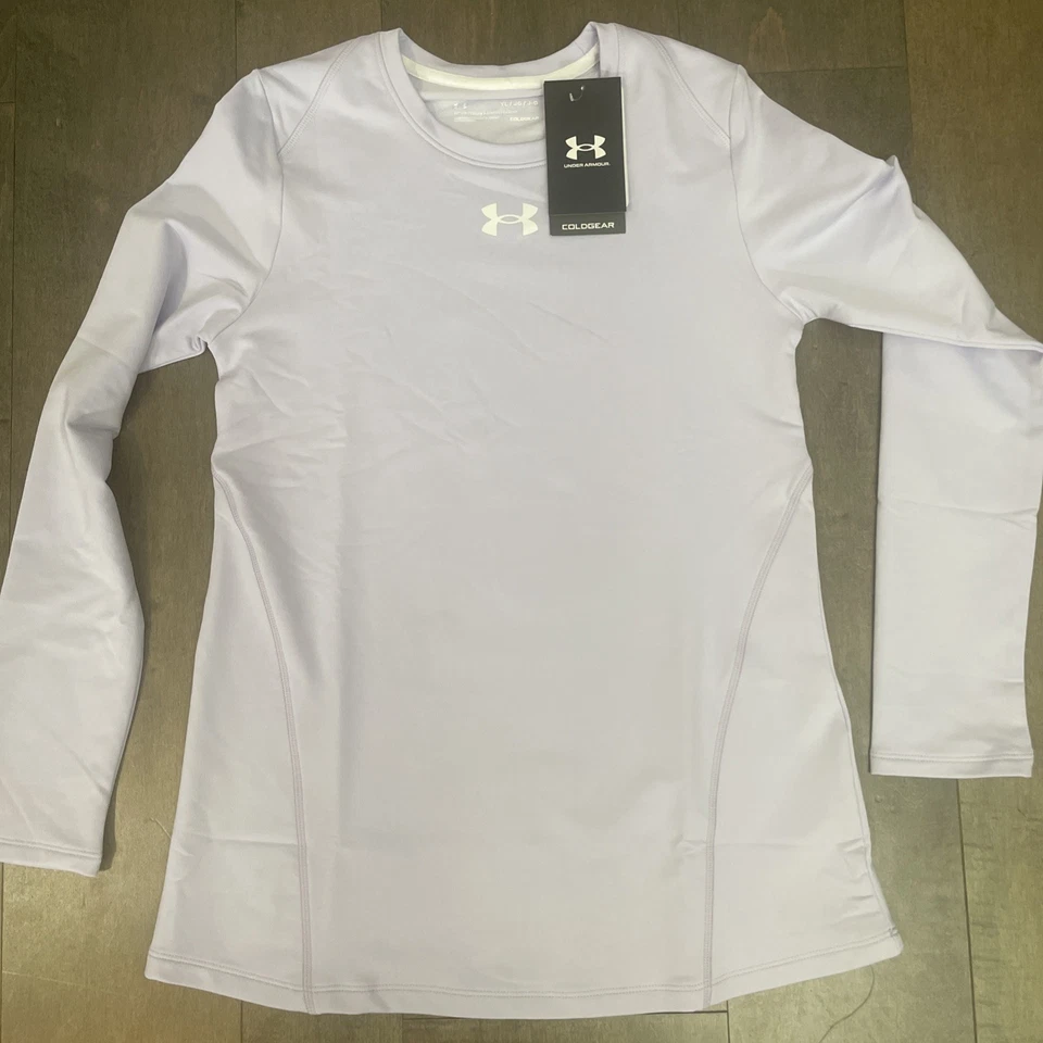 Lot of 2 Under Armour Girls YL NWT LS Purple Coldgear/Black Tech Lace/ BEST LOT - Image 3 of 4