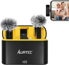 AURTEC Wireless Lavalier Microphone with Charging Case for Type C/USB Type-C
