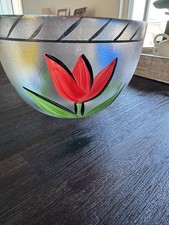 Kosta Boda Tulipa Bowl by Ulrica Hydman-Vallien Textured, Hand Painted, Signed