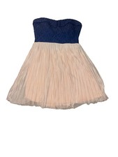 Deb Strapless Girl Dress Junior Size 5 Blue/Tan