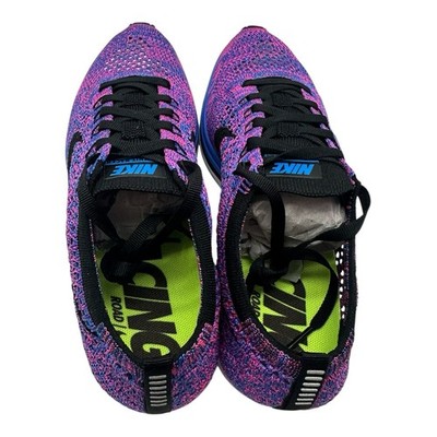 Nike Flyknit Racer Running Shoes Mens 4.5 Womens 6 Pink Blue 
