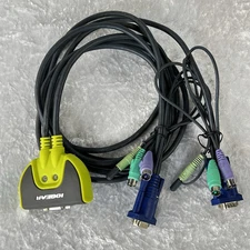 IOGEAR Audio KVM Switch 2 Port 6 foot Cables GCS612S **